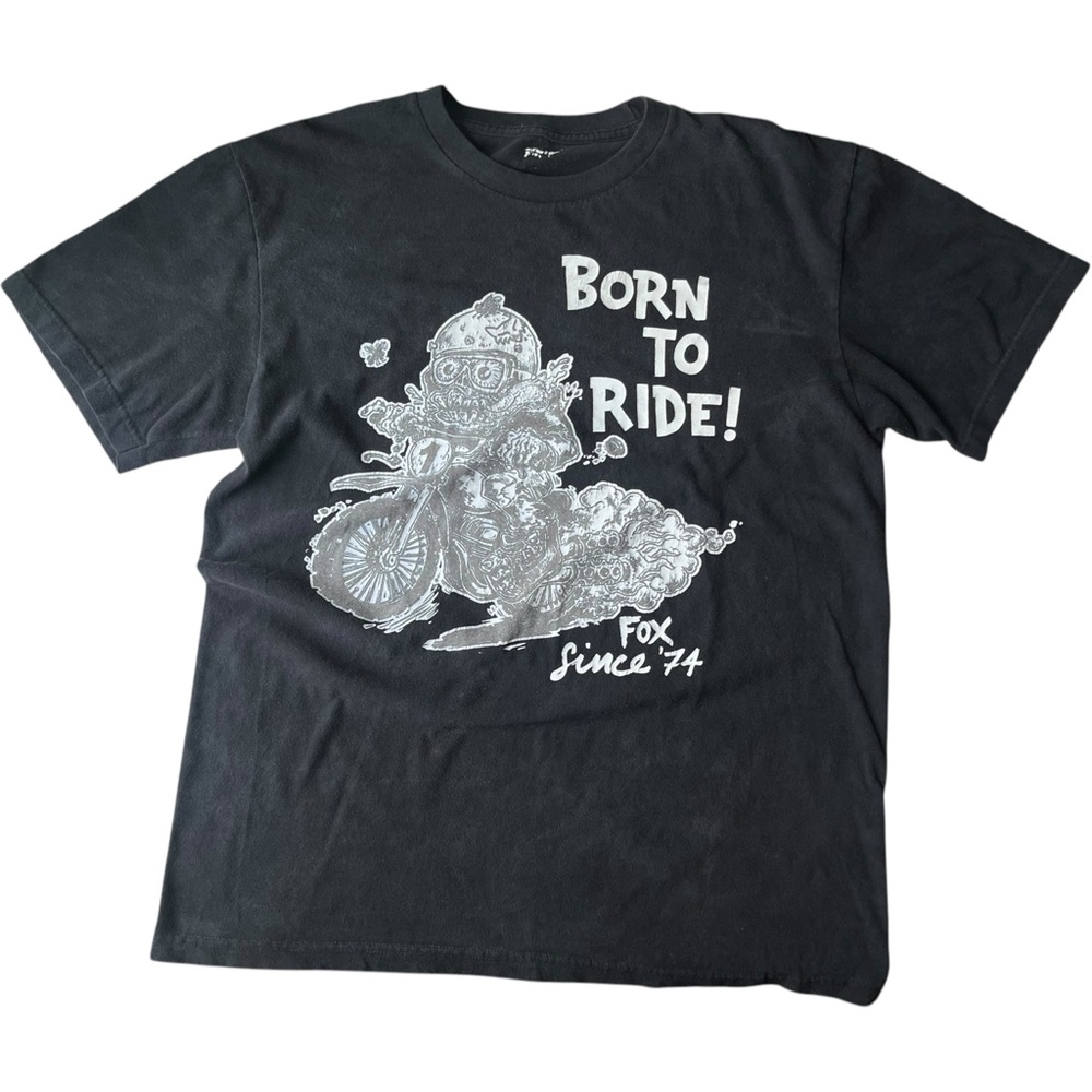 Vintage Fox Born To Ride Graphic Black Short Sleeve Men’s T-shirt